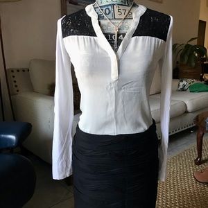 Express Lace Detail White Cream Blouse XS